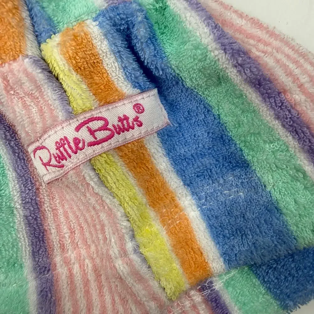 RuffleButts Pastel Striped Terry Coverup Dress - Picture 2 of 5